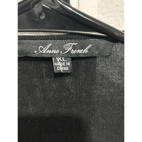 Anne French Womens Black Fringe Open Cardigan Sz XL - Picture 5 of 9